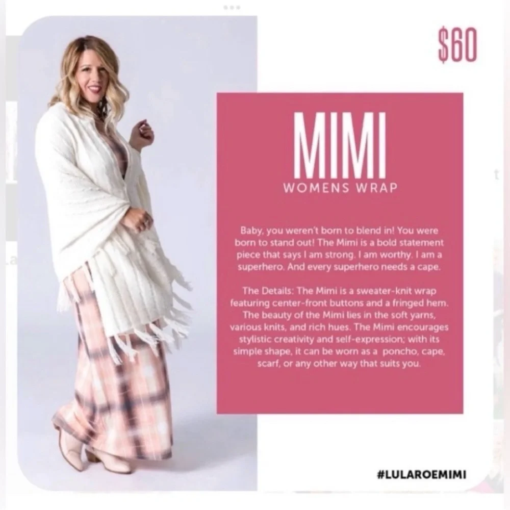 LuLaRoe Mimi Wrap/Poncho in Dusty Rose with fringe - Picture 2 of 4